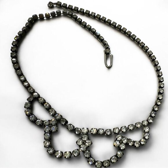 Vintage Clear Rhinestone Statement Necklace - Picture 1 of 17
